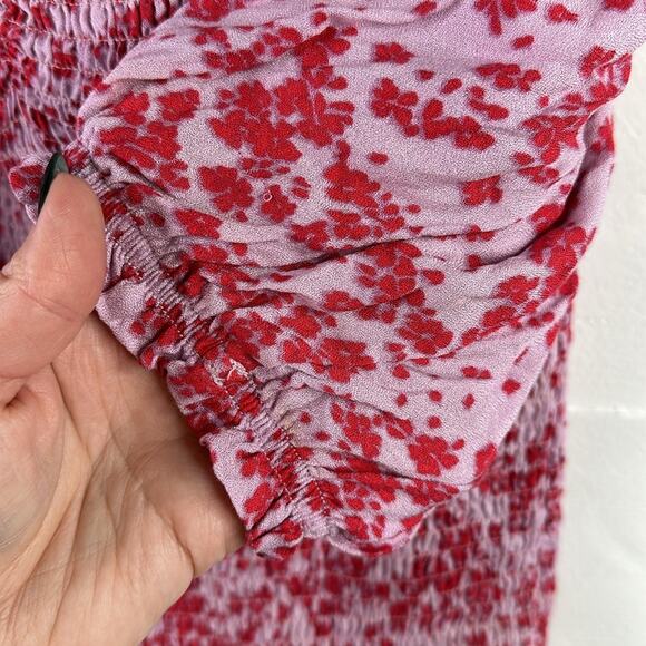 CUPCAKES & CASHMERE Pink Floral Off Shoulder Puffy Sleeves Top Blouse Small - Picture 11 of 11